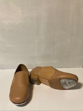 Women’s Tan Leather Slip-On Tap Shoes - Theatricals